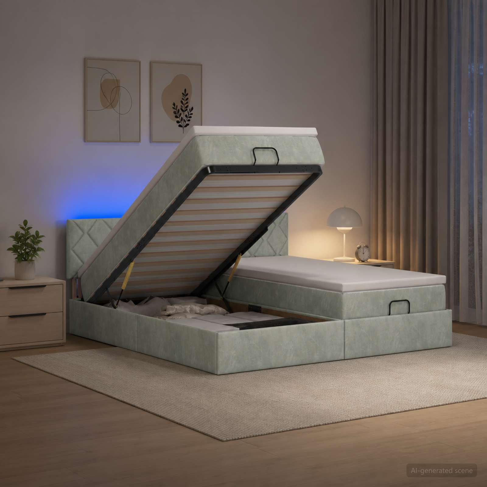 Krevet od pjene s madracem i LED-om Svjetlosiva 200 x 200 cm