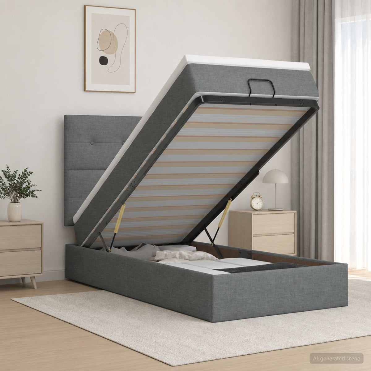 Krevet od pjene s madracem i LED-om Tamnosiva 100 x 200 cm
