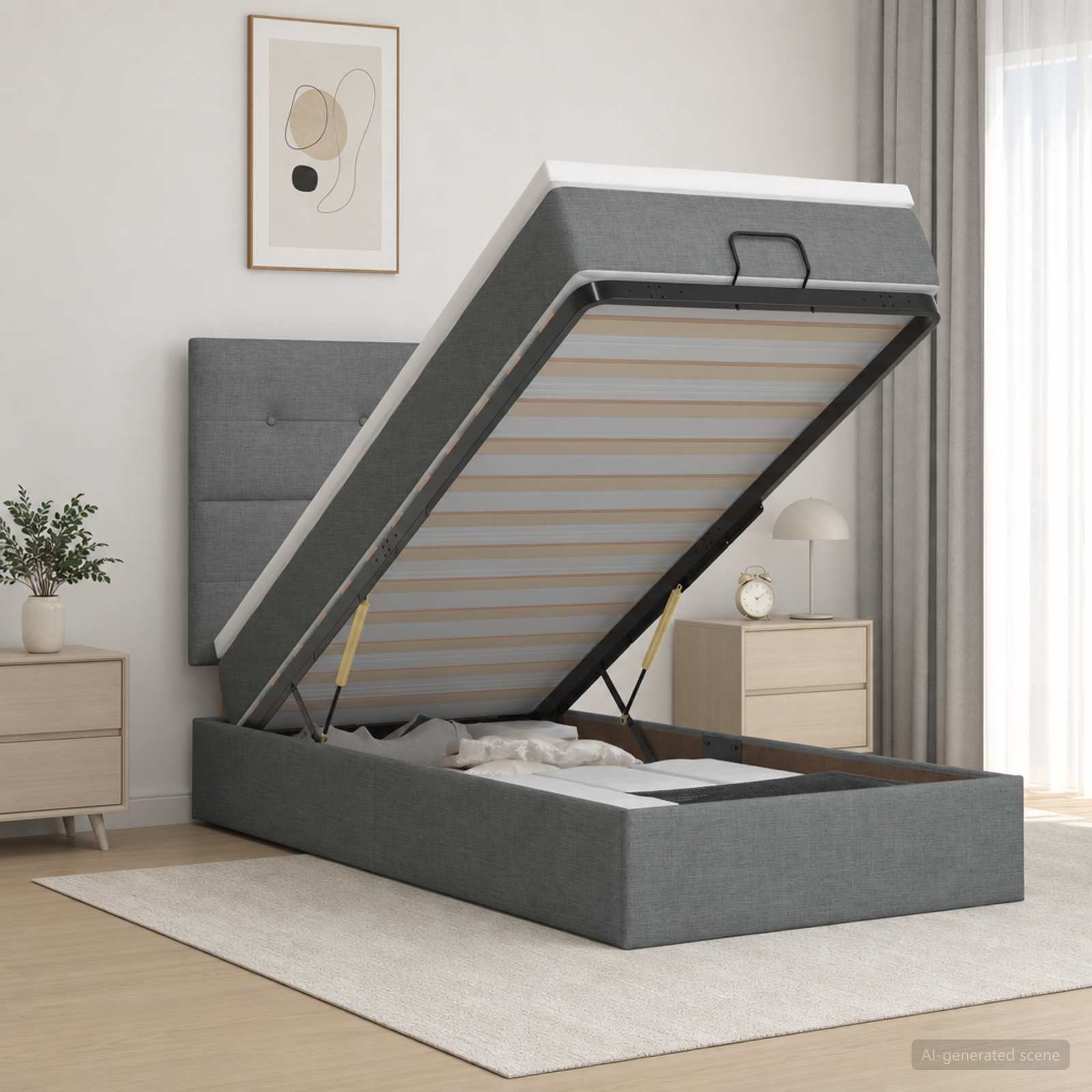 Krevet od pjene s madracem i LED-om Tamnosiva 90 x 190 cm