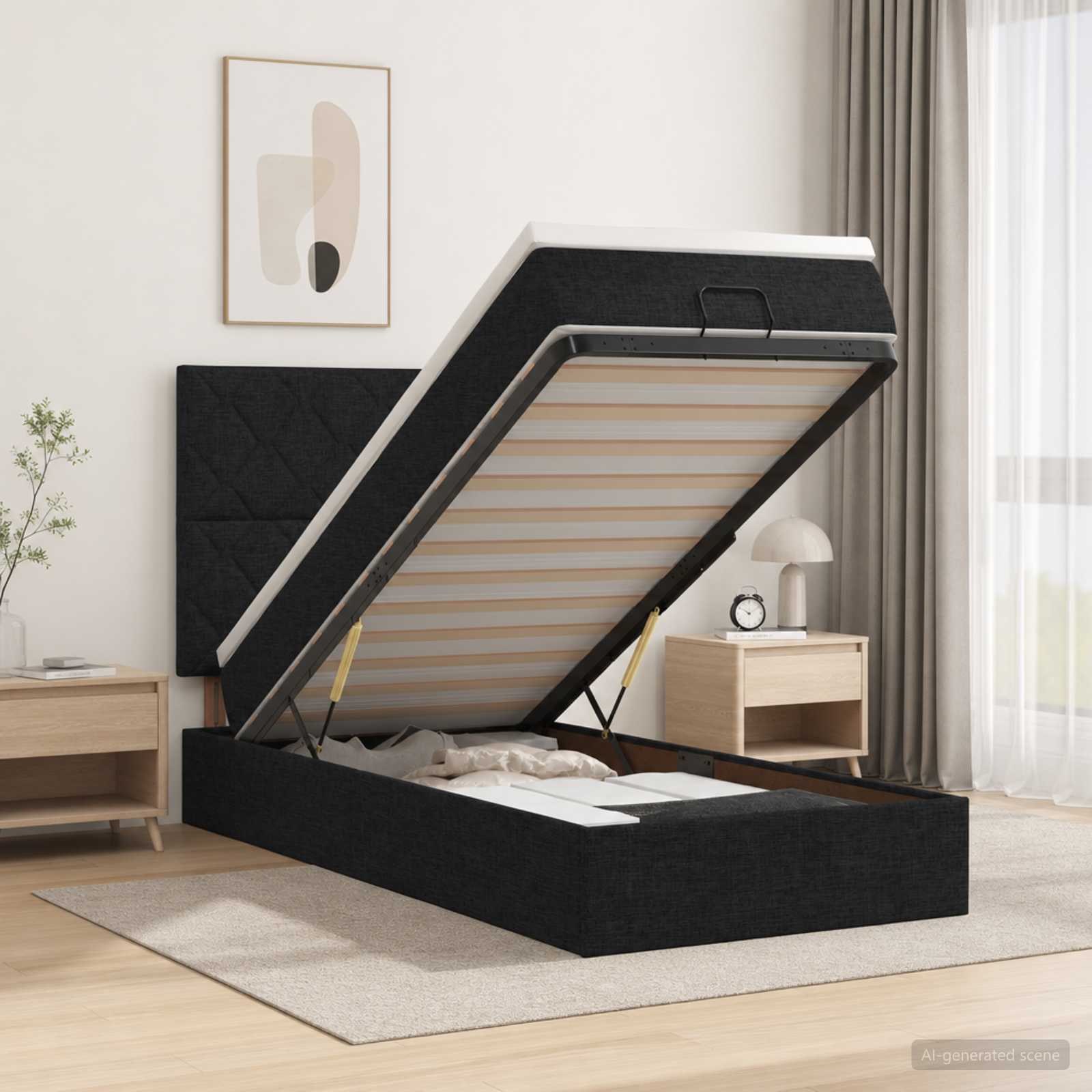 Krevet od pjene s madracem i LED-om Crna 80 x 200 cm Tkanina