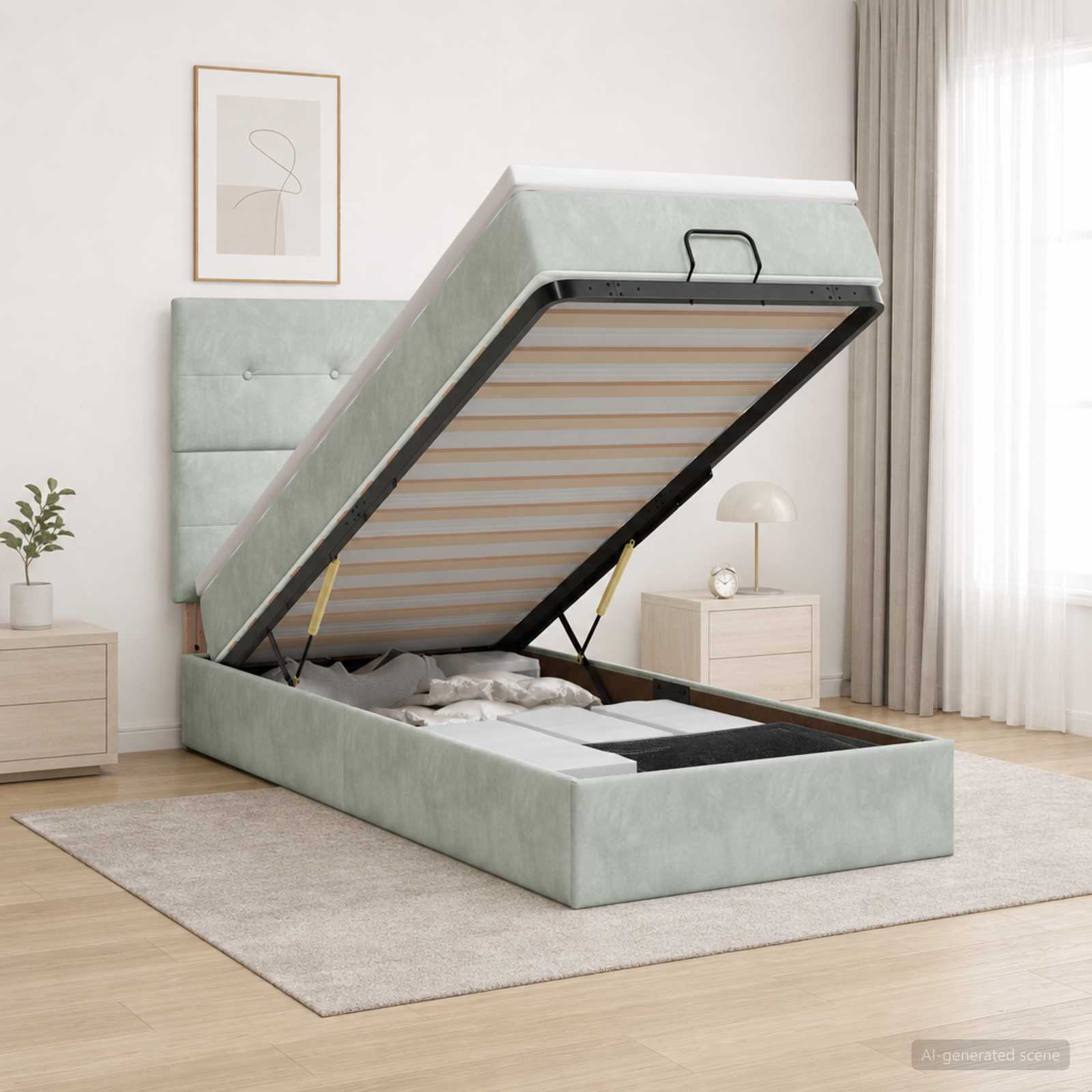 Krevet od pjene s madracem i LED-om Svjetlosiva 90 x 190 cm