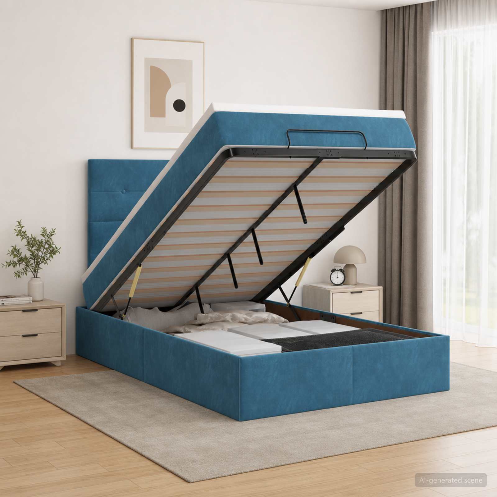 Krevet od pjene s madracem i LED-om Tamno plava 120 x 190 cm