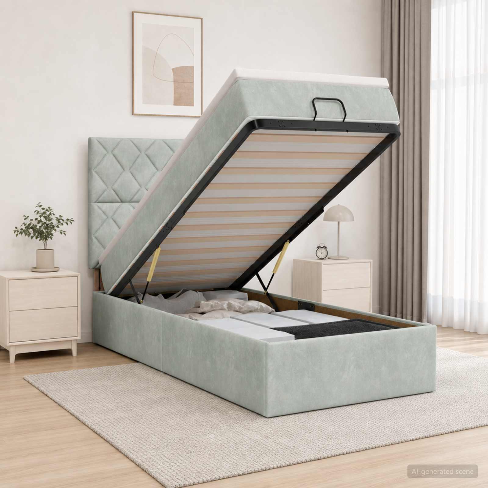 Krevet od pjene s madracem i LED-om Svjetlosiva 100 x 200 cm