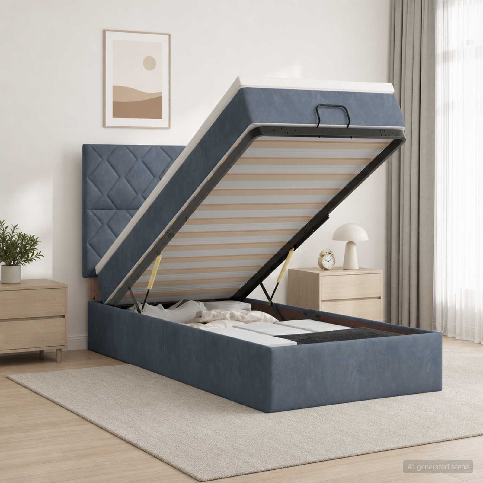 Krevet od pjene s madracem i LED-om Tamnosiva 90 x 190 cm