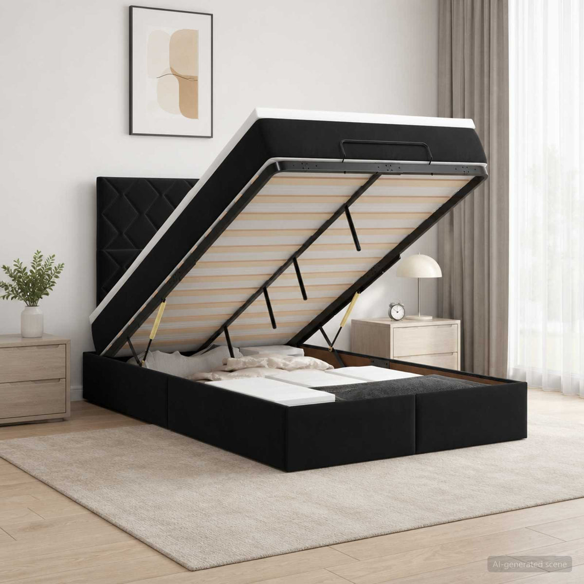 Krevet od pjene s madracem i LED-om Crna 120 x 190 cm Baršun