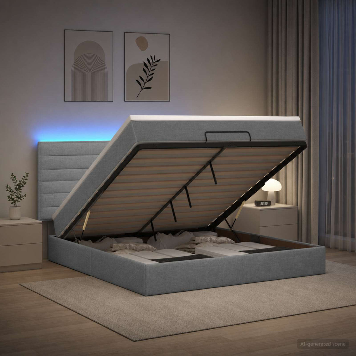 Krevet od pjene s madracem i LED-om Svjetlosiva 140 x 190 cm