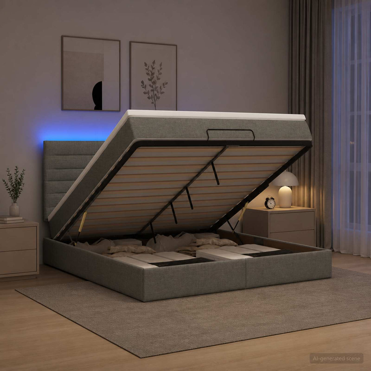 Krevet od pjene s madracem i LED-om Tamnosiva 160 x 200 cm
