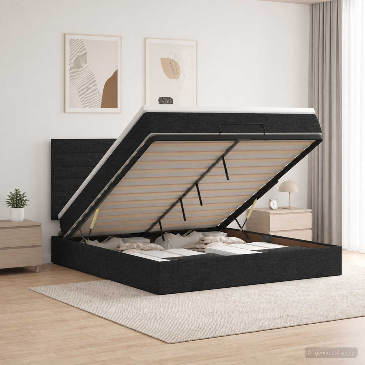Krevet od pjene s madracem i LED-om Crna 160 x 200 cm Tkanina