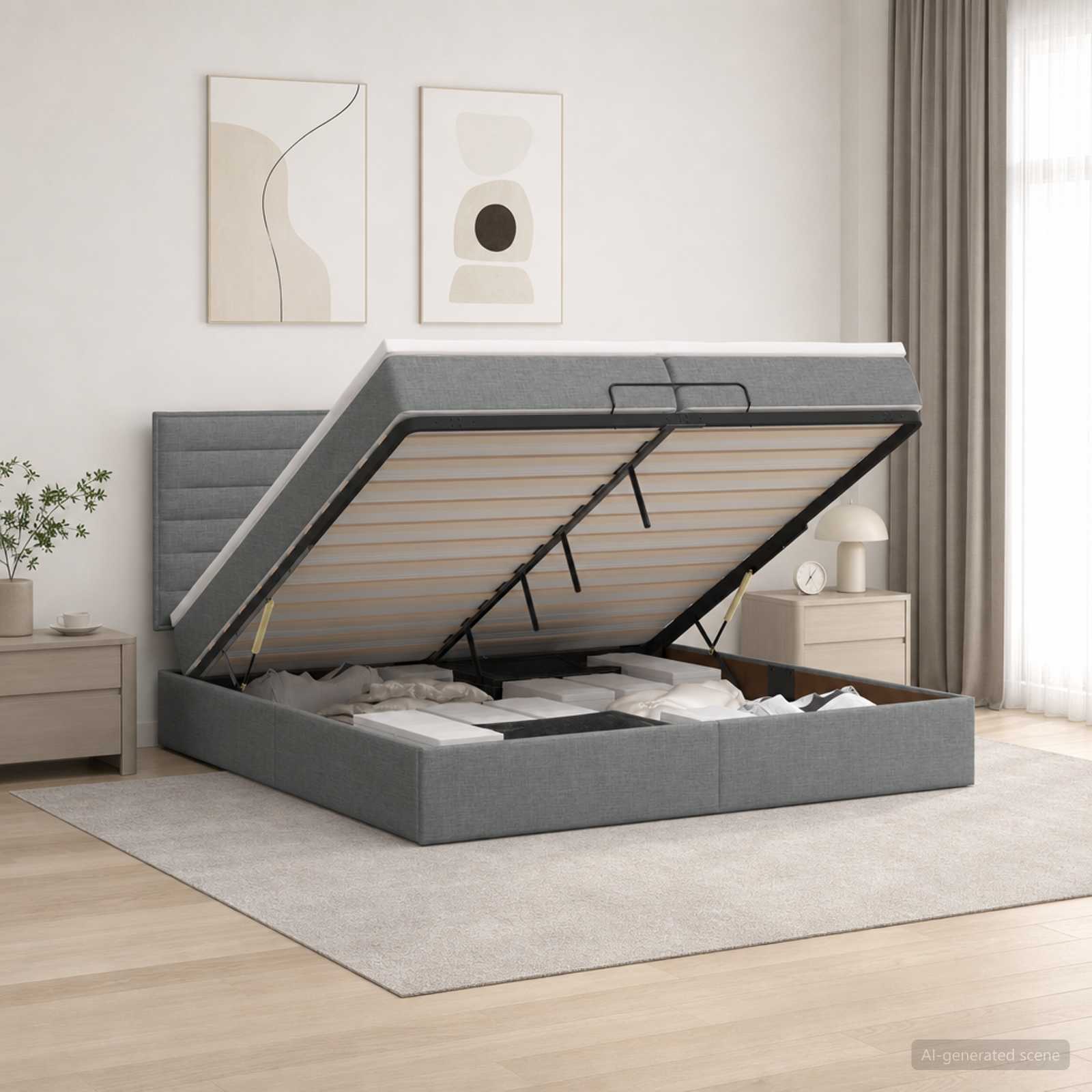 Krevet od pjene s madracem i LED-om Tamnosiva 200 x 200 cm