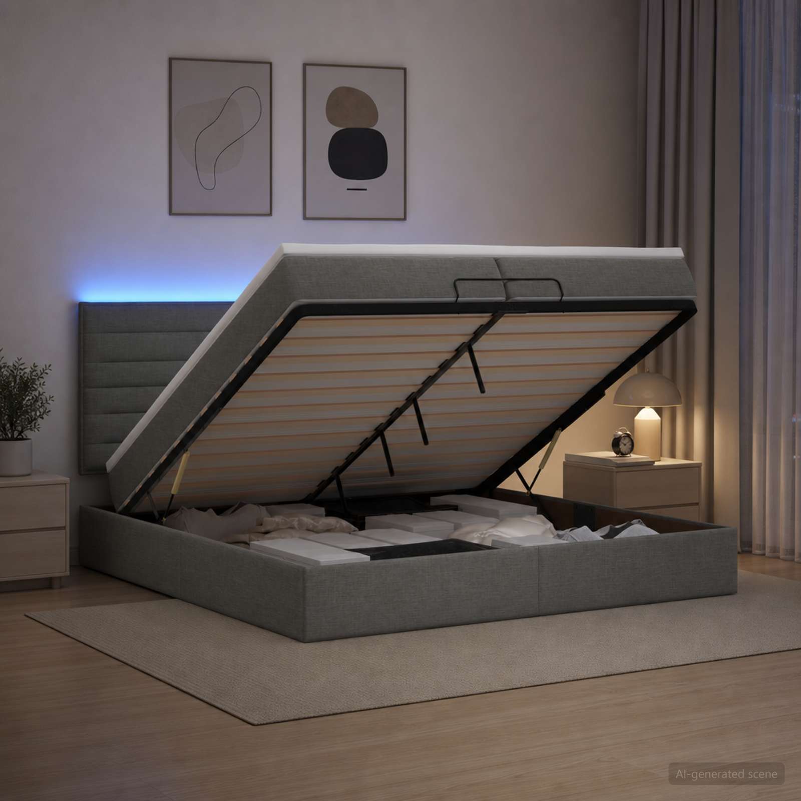 Krevet od pjene s madracem i LED-om Tamnosiva 200 x 200 cm