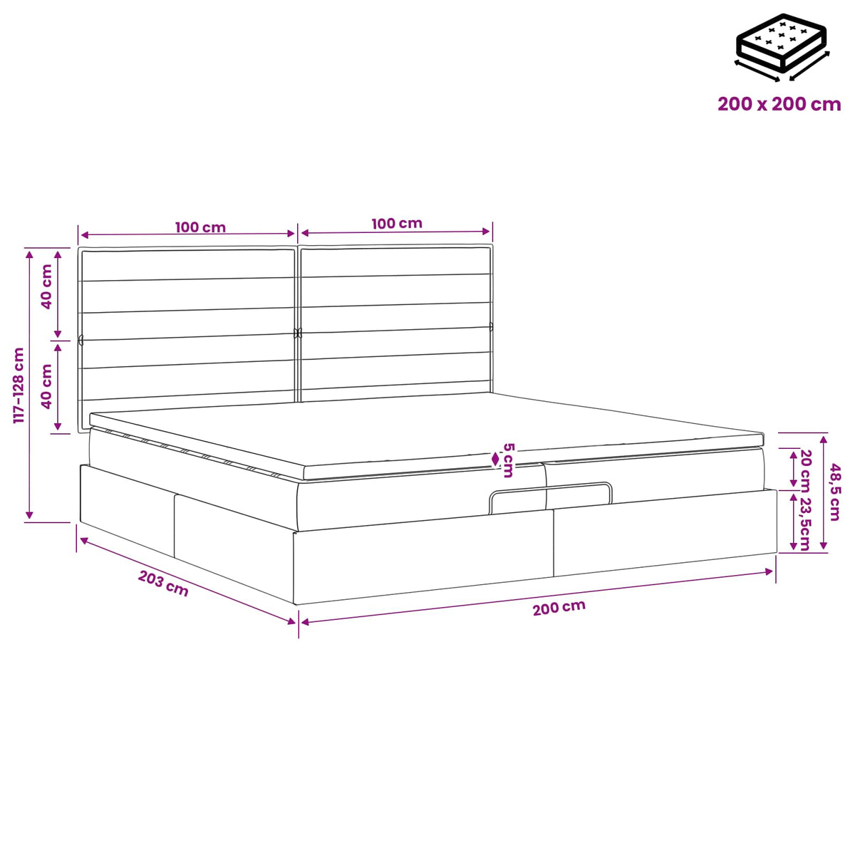 Krevet od pjene s madracem i LED-om Tamno smeđa 200 x 200 cm