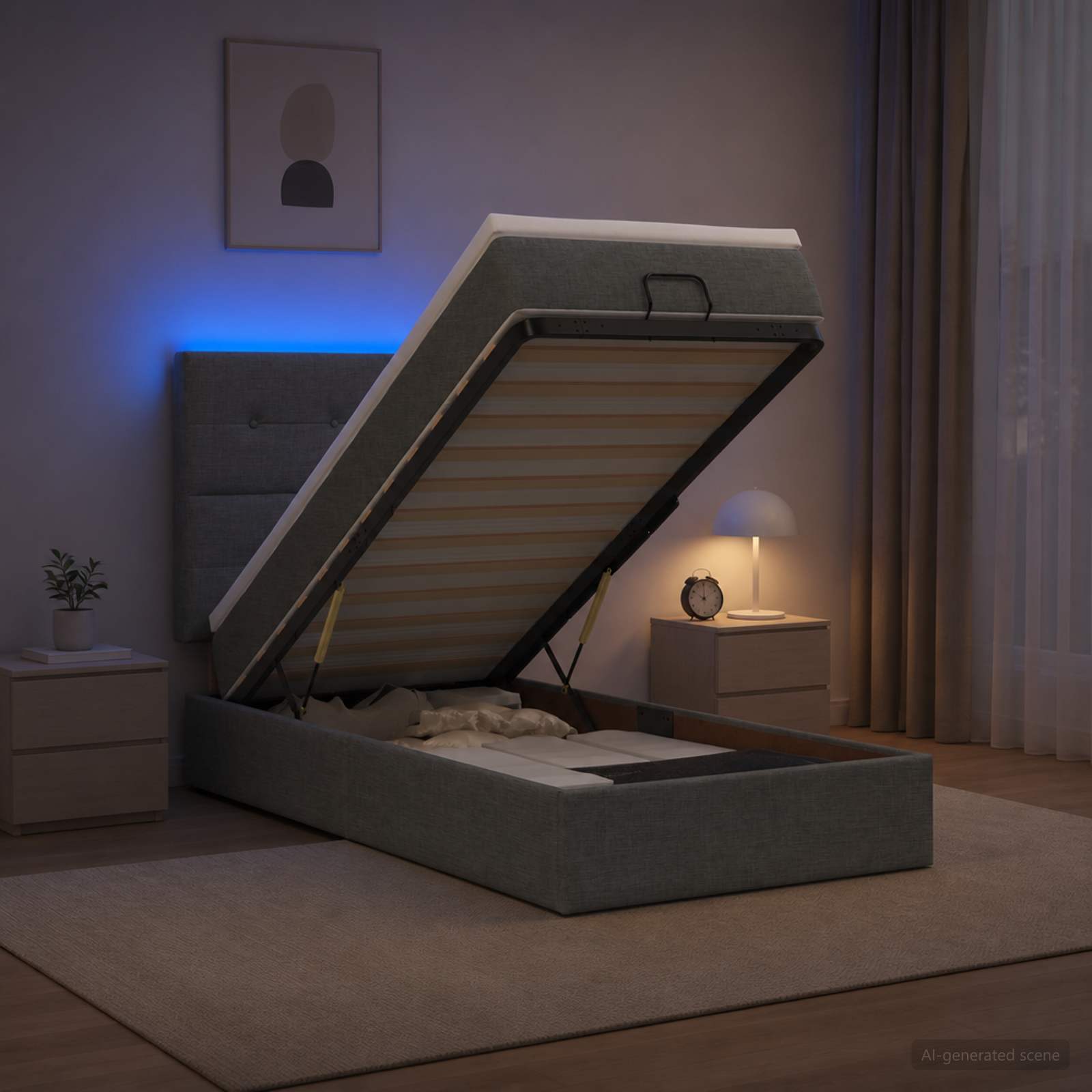 Krevet od pjene s madracem i LED-om Tamnosiva 90 x 190 cm