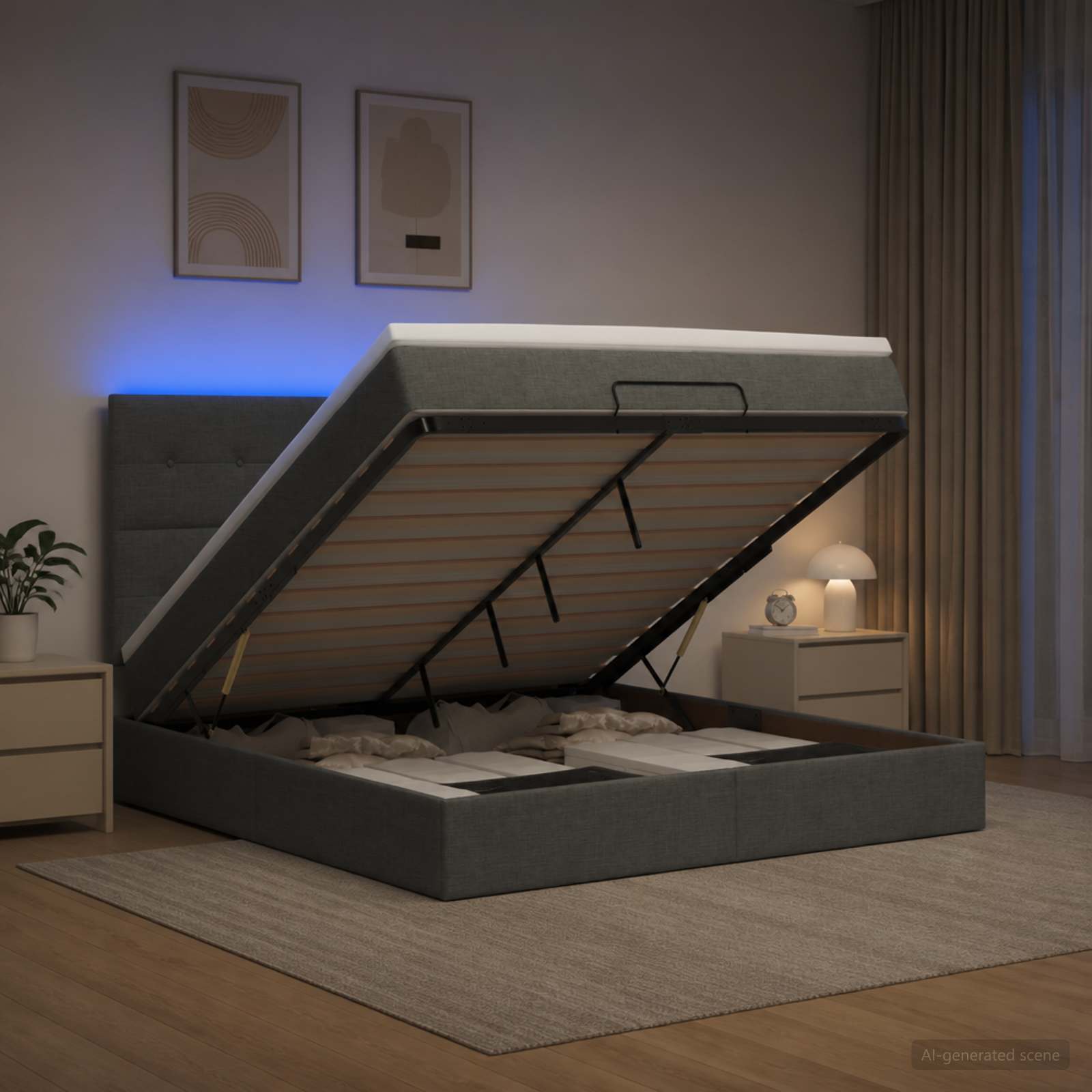 Krevet od pjene s madracem i LED-om Tamnosiva 180 x 200 cm