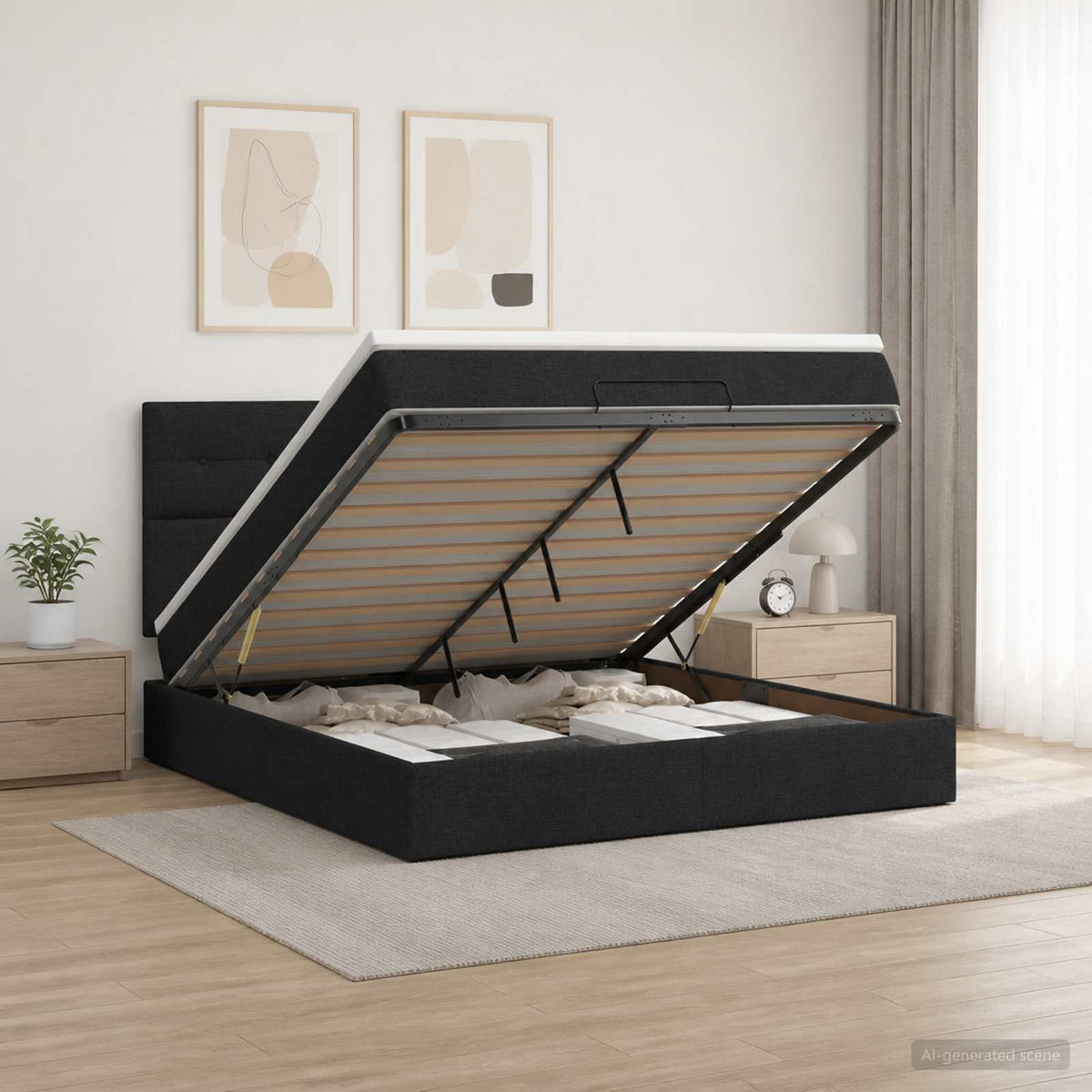 Krevet od pjene s madracem i LED-om Crna 160 x 200 cm Tkanina