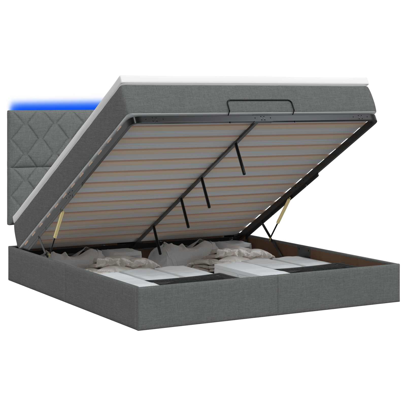 Krevet od pjene s madracem i LED-om Tamnosiva 140 x 190 cm