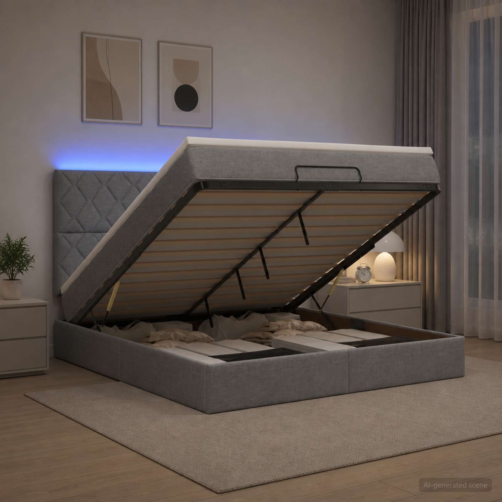 Krevet od pjene s madracem i LED-om Svjetlosiva 140 x 190 cm