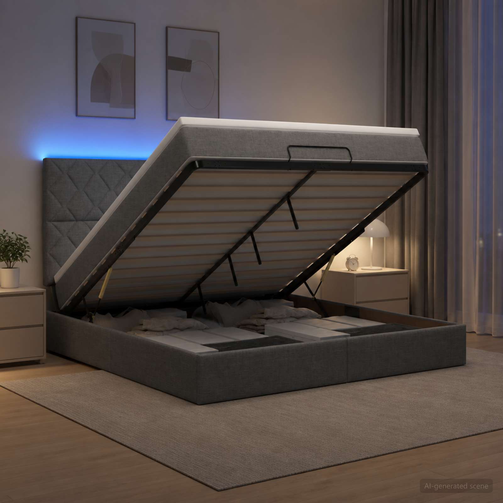 Krevet od pjene s madracem i LED-om Tamnosiva 140 x 190 cm