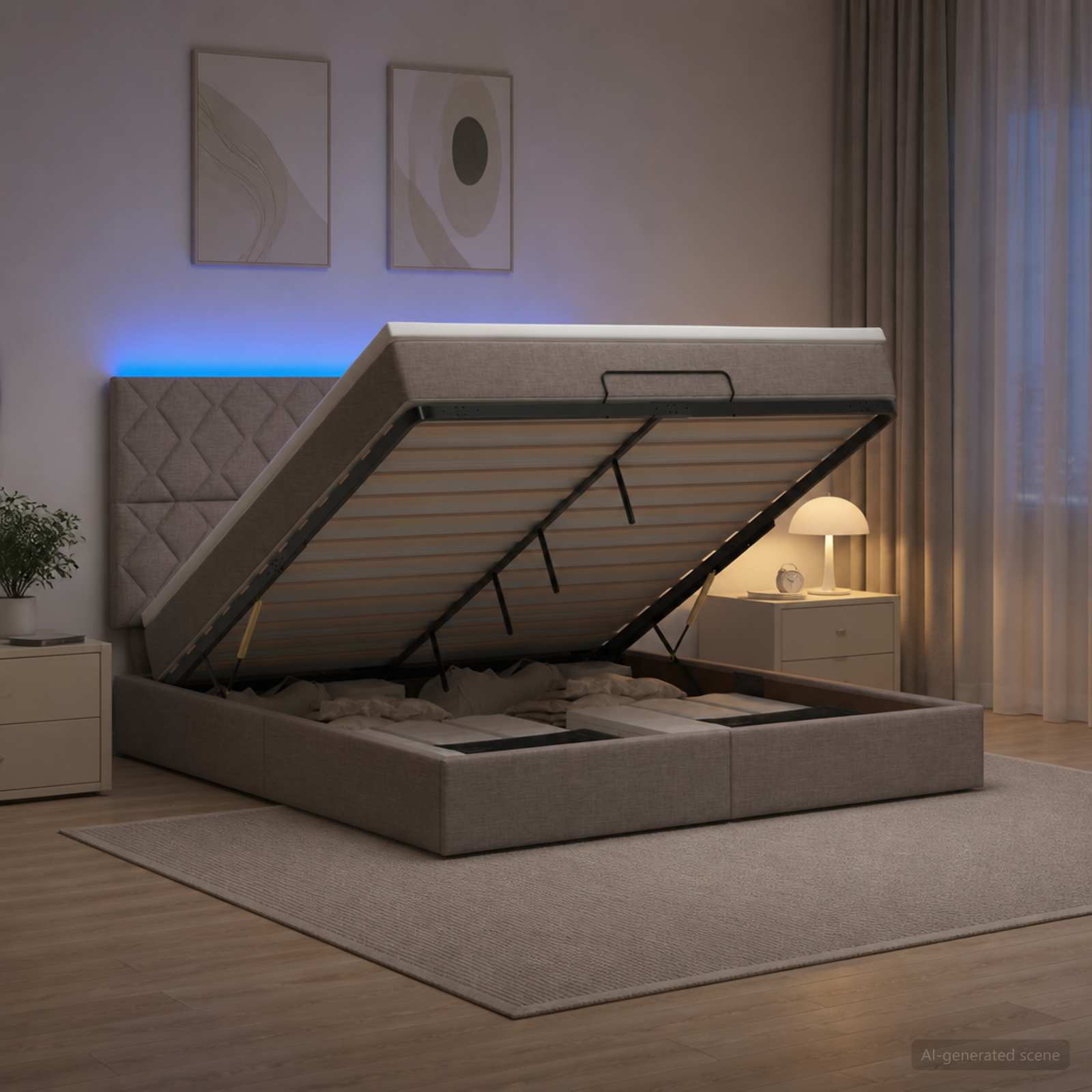 Krevet od pjene s madracem i LED-om Sivosmeđa 140 x 190 cm