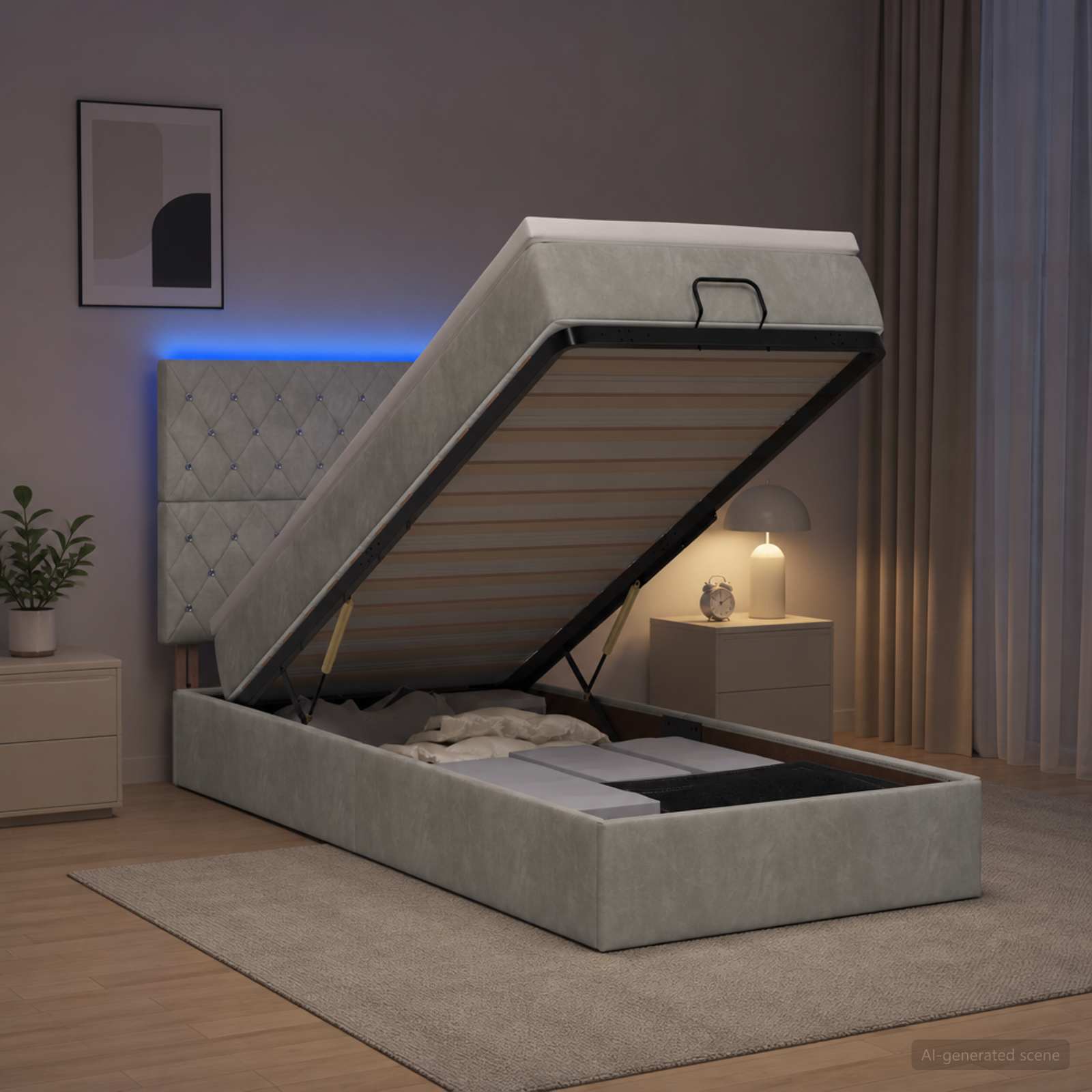 Krevet od pjene s madracem i LED-om Svjetlosiva 90 x 200 cm