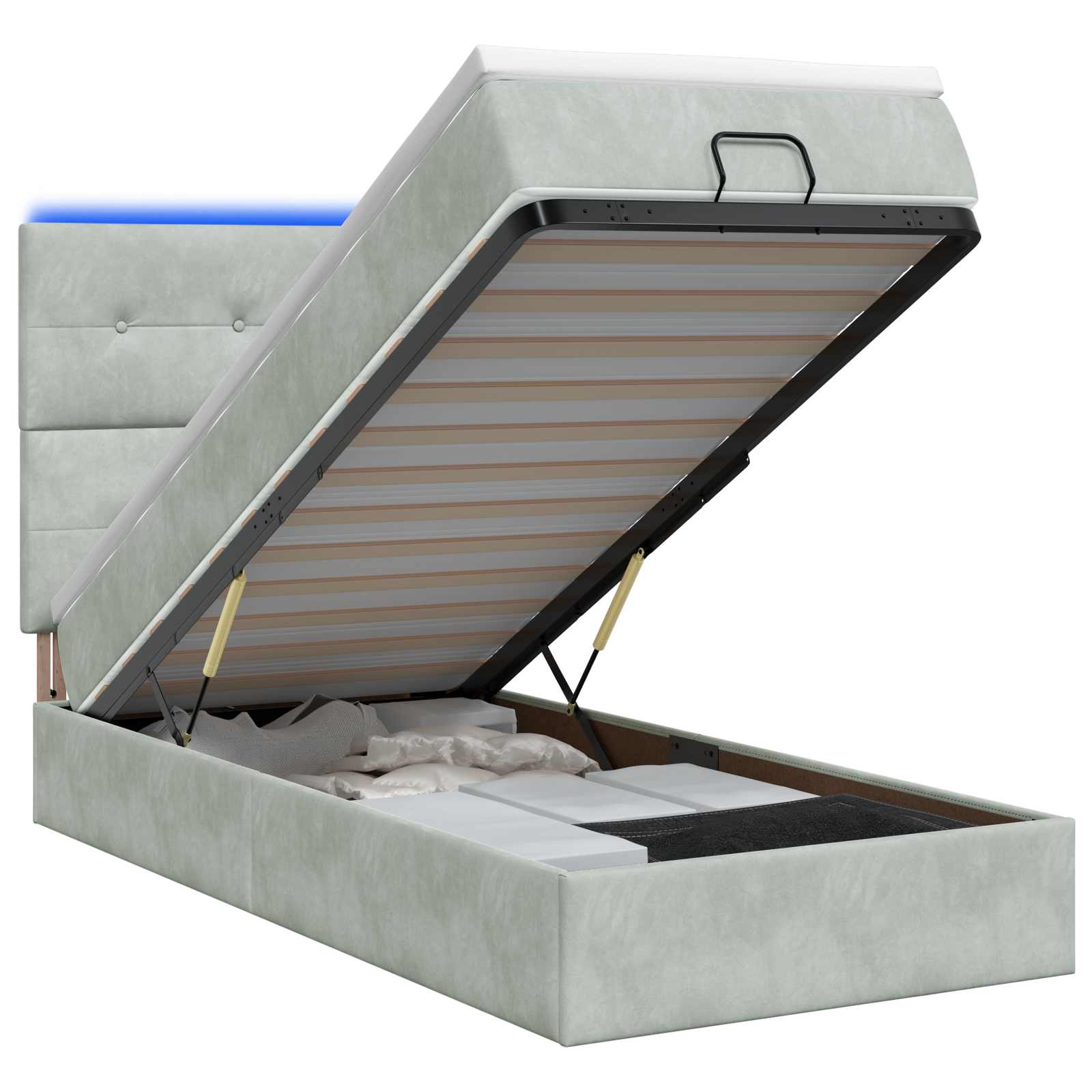 Krevet od pjene s madracem i LED-om Svjetlosiva 90 x 190 cm