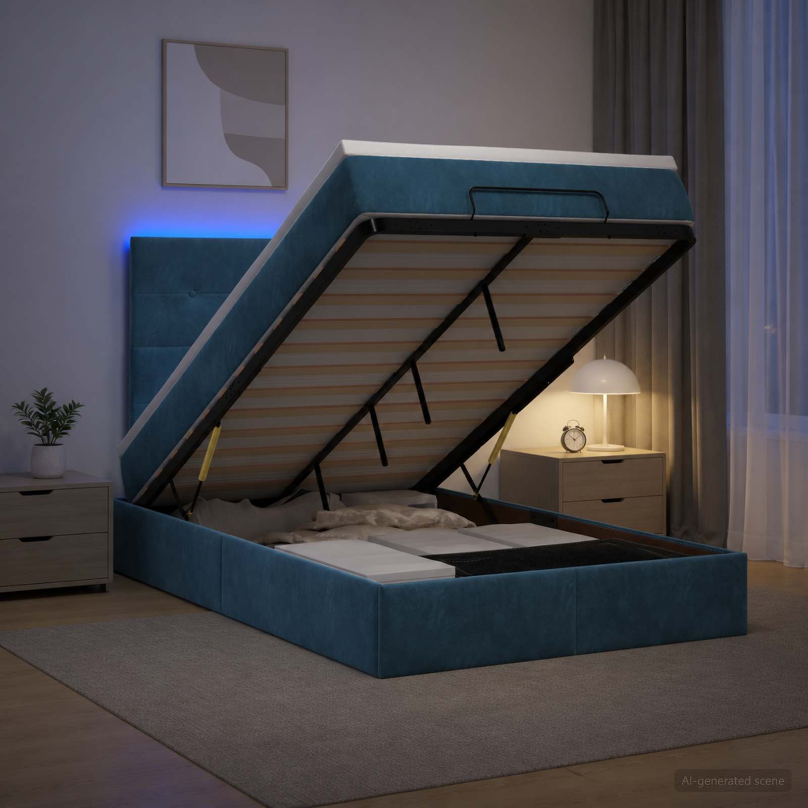 Krevet od pjene s madracem i LED-om Tamno plava 120 x 190 cm