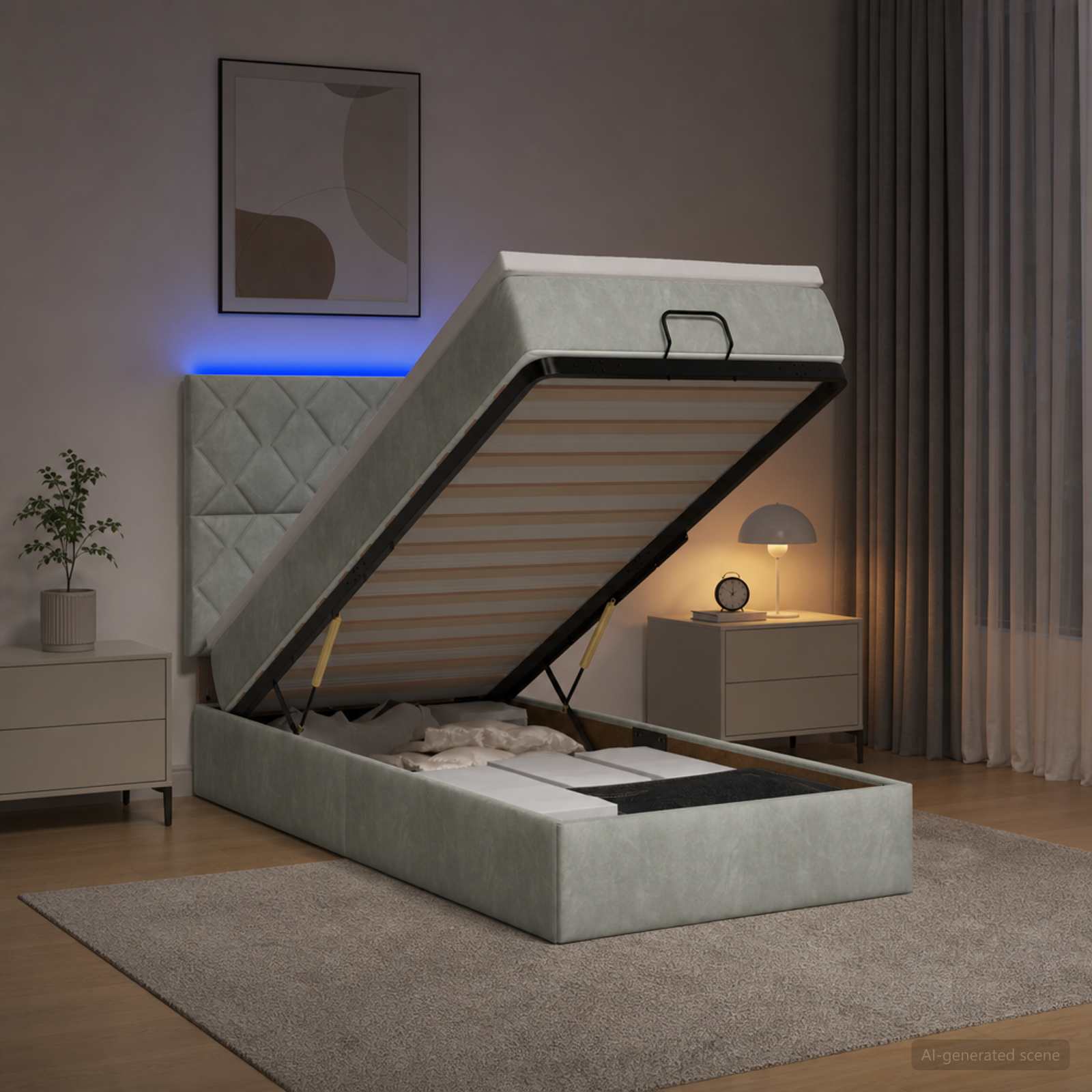 Krevet od pjene s madracem i LED-om Svjetlosiva 100 x 200 cm