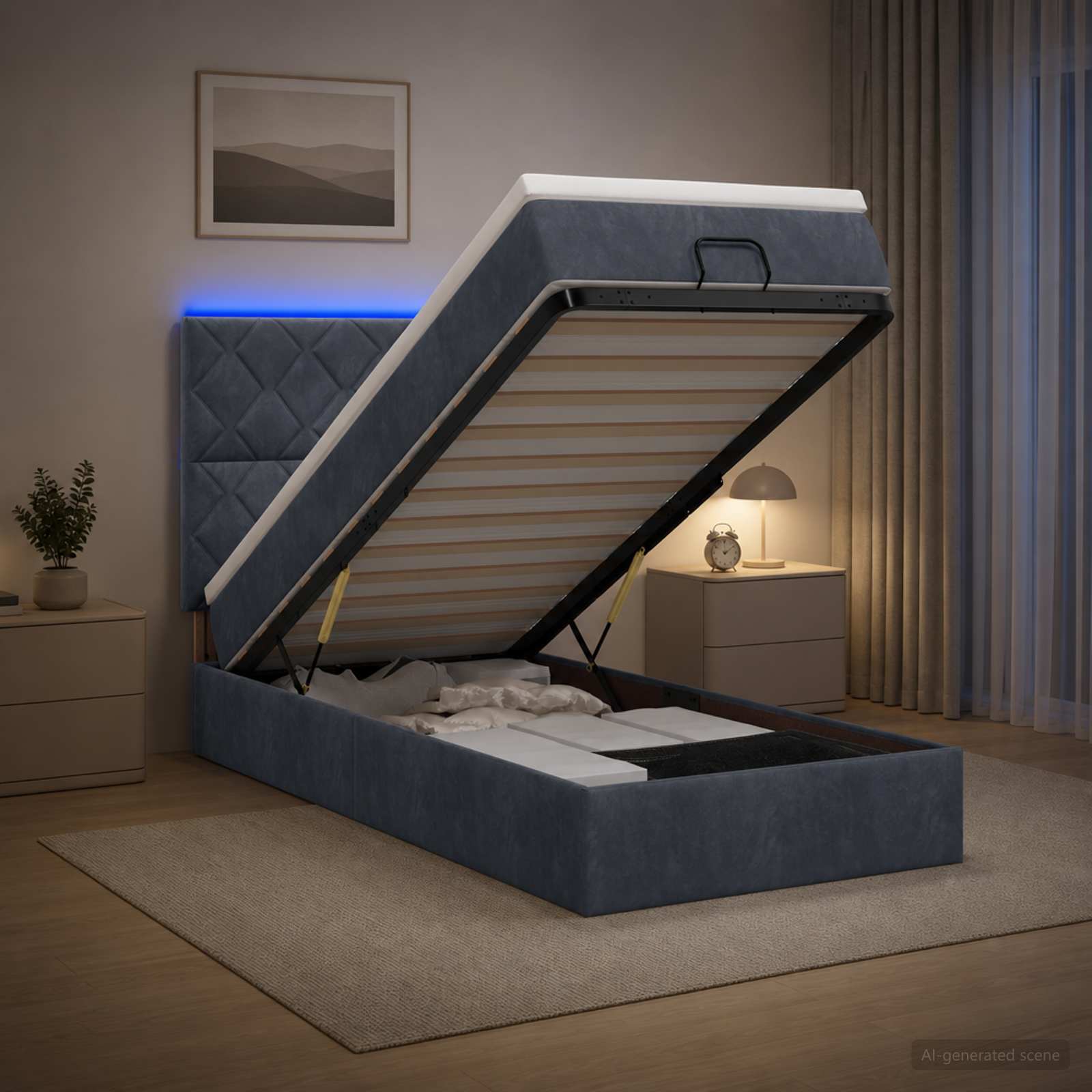 Krevet od pjene s madracem i LED-om Tamnosiva 90 x 190 cm