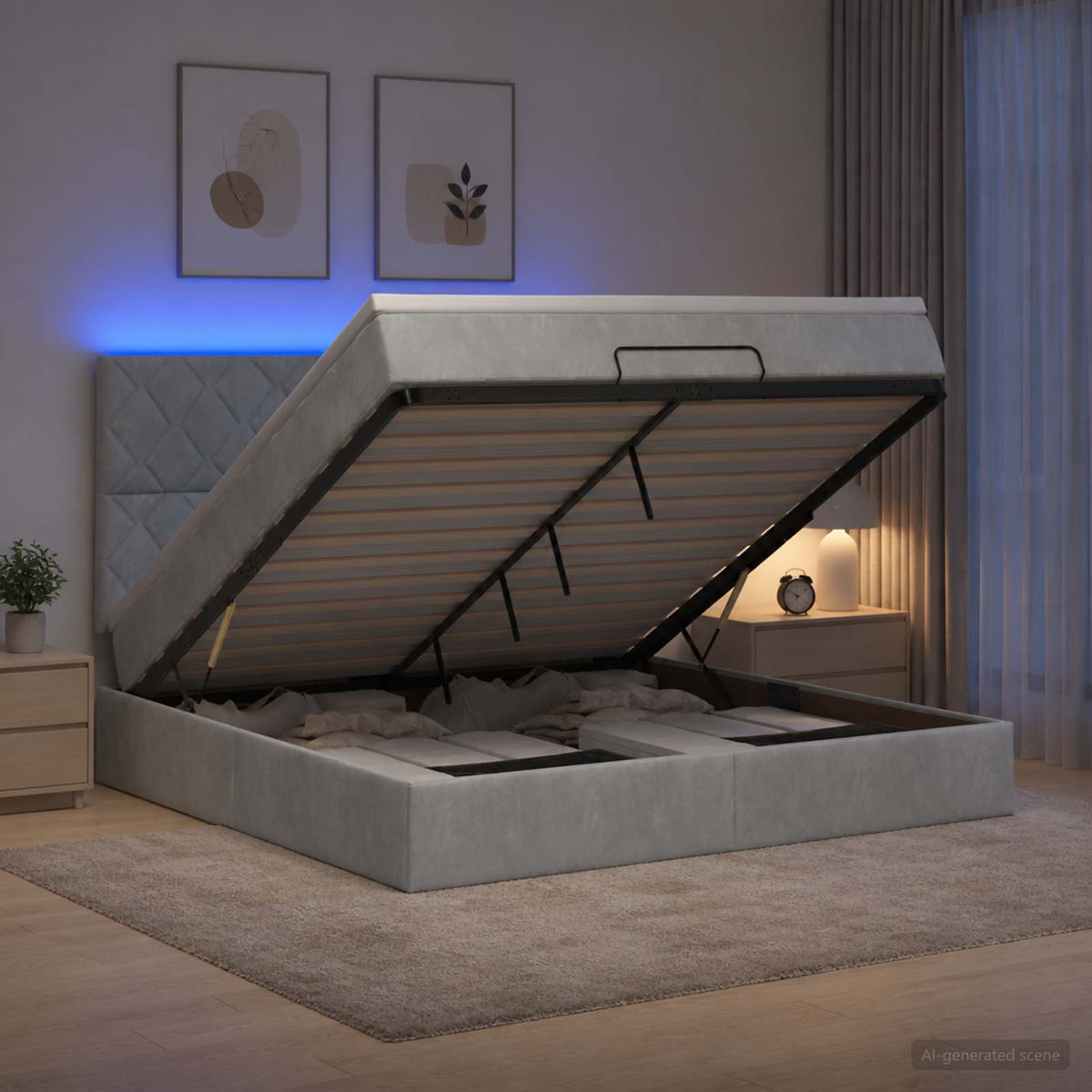 Krevet od pjene s madracem i LED-om Svjetlosiva 140 x 190 cm