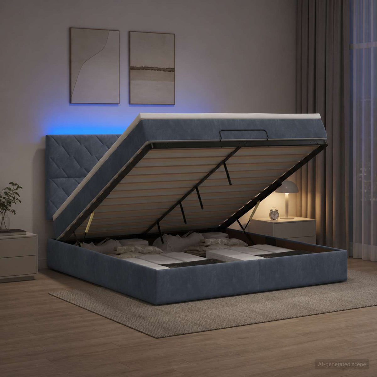 Krevet od pjene s madracem i LED-om Tamnosiva 160 x 200 cm