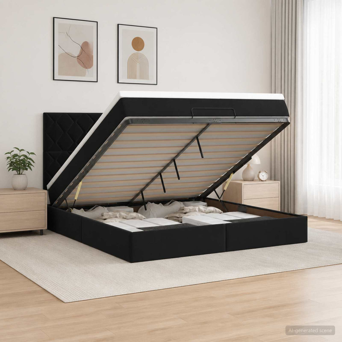 Podesivi krevet s madracem Crna 160 x 200 cm Baršun