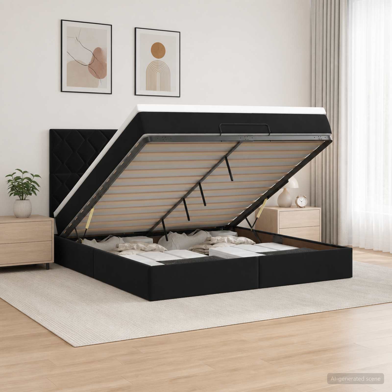 Krevet od pjene s madracem i LED-om Crna 140 x 200 cm Baršun