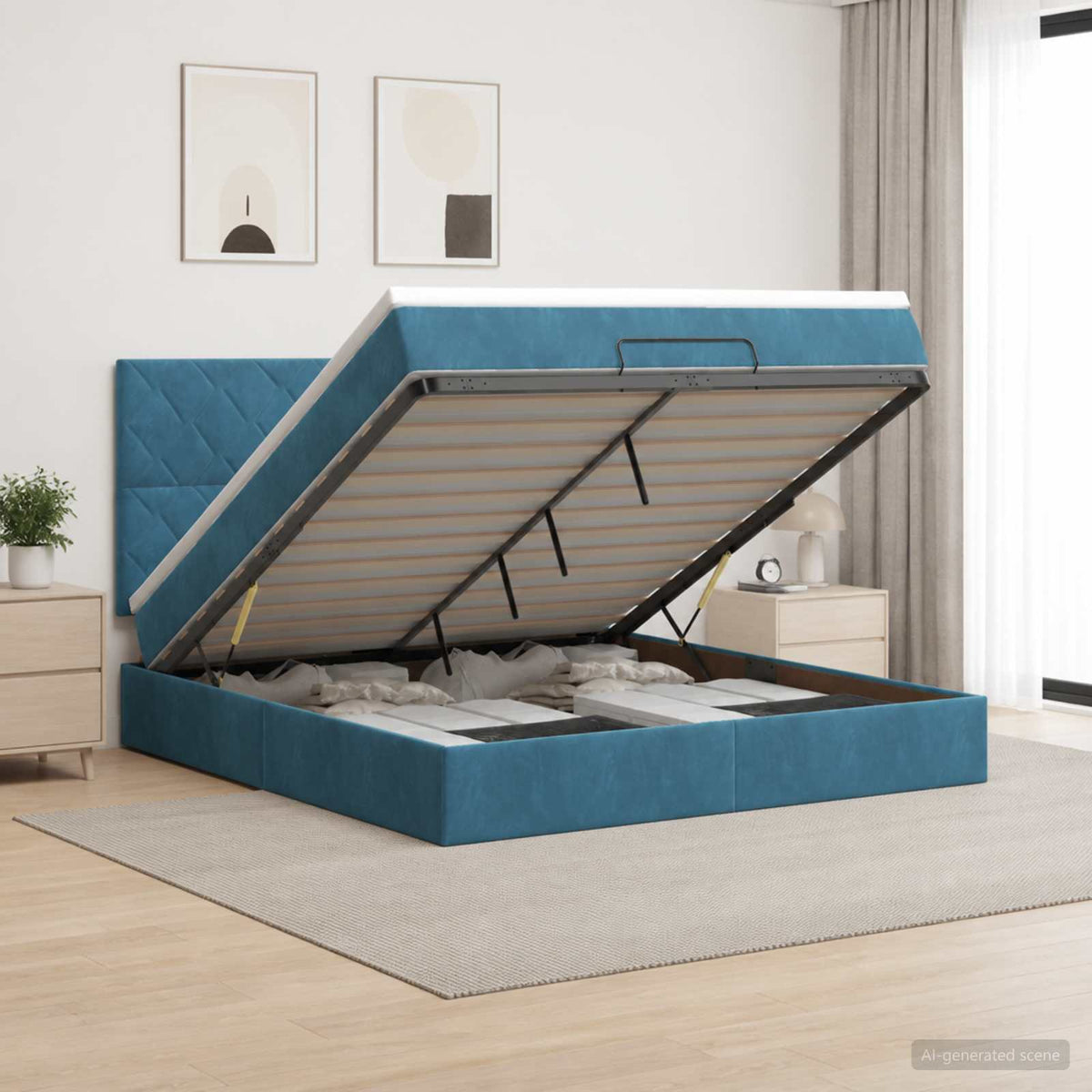 Krevet od pjene s madracem i LED-om Tamno plava 140 x 200 cm
