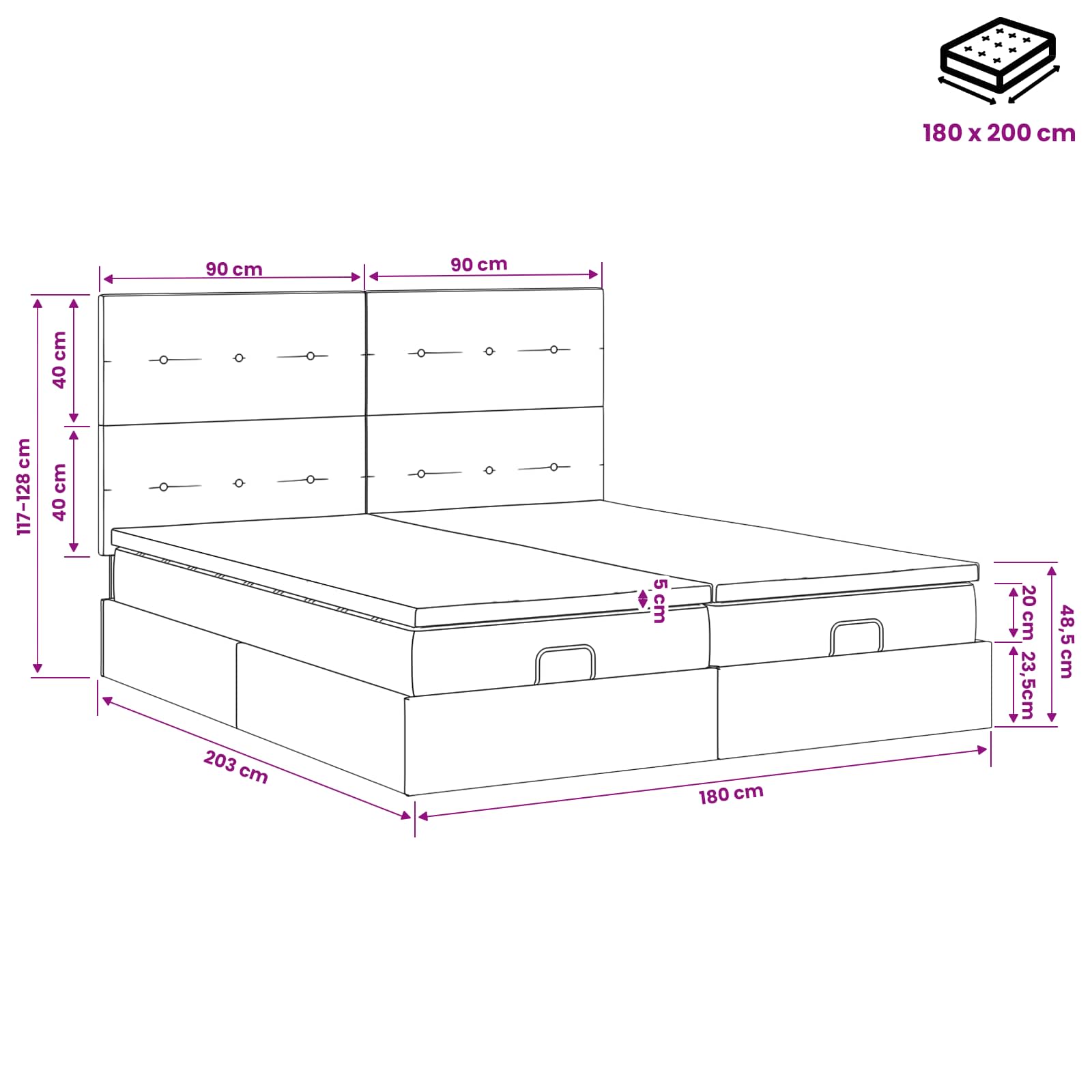 Krevet od pjene s madracem i LED-om Svjetlosiva 180 x 200 cm