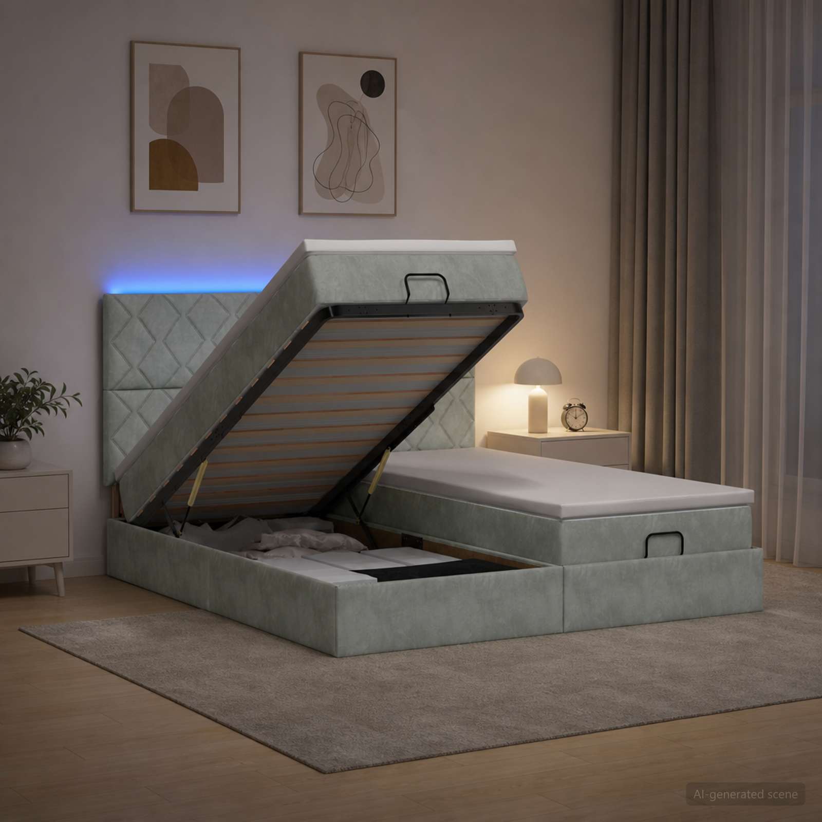 Krevet od pjene s madracem i LED-om Svjetlosiva 160 x 200 cm