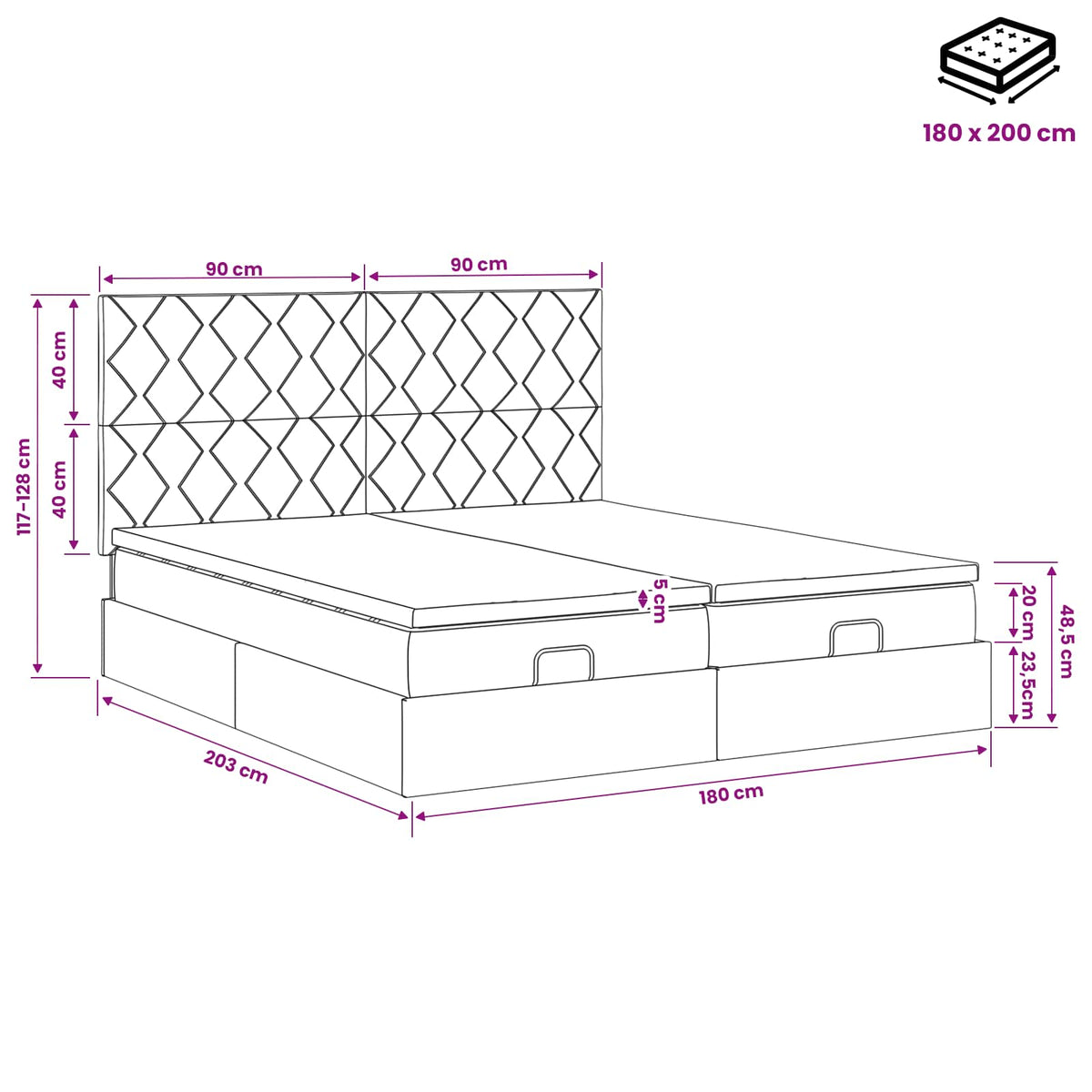 Krevet od pjene s madracem i LED-om Svjetlosiva 180 x 200 cm