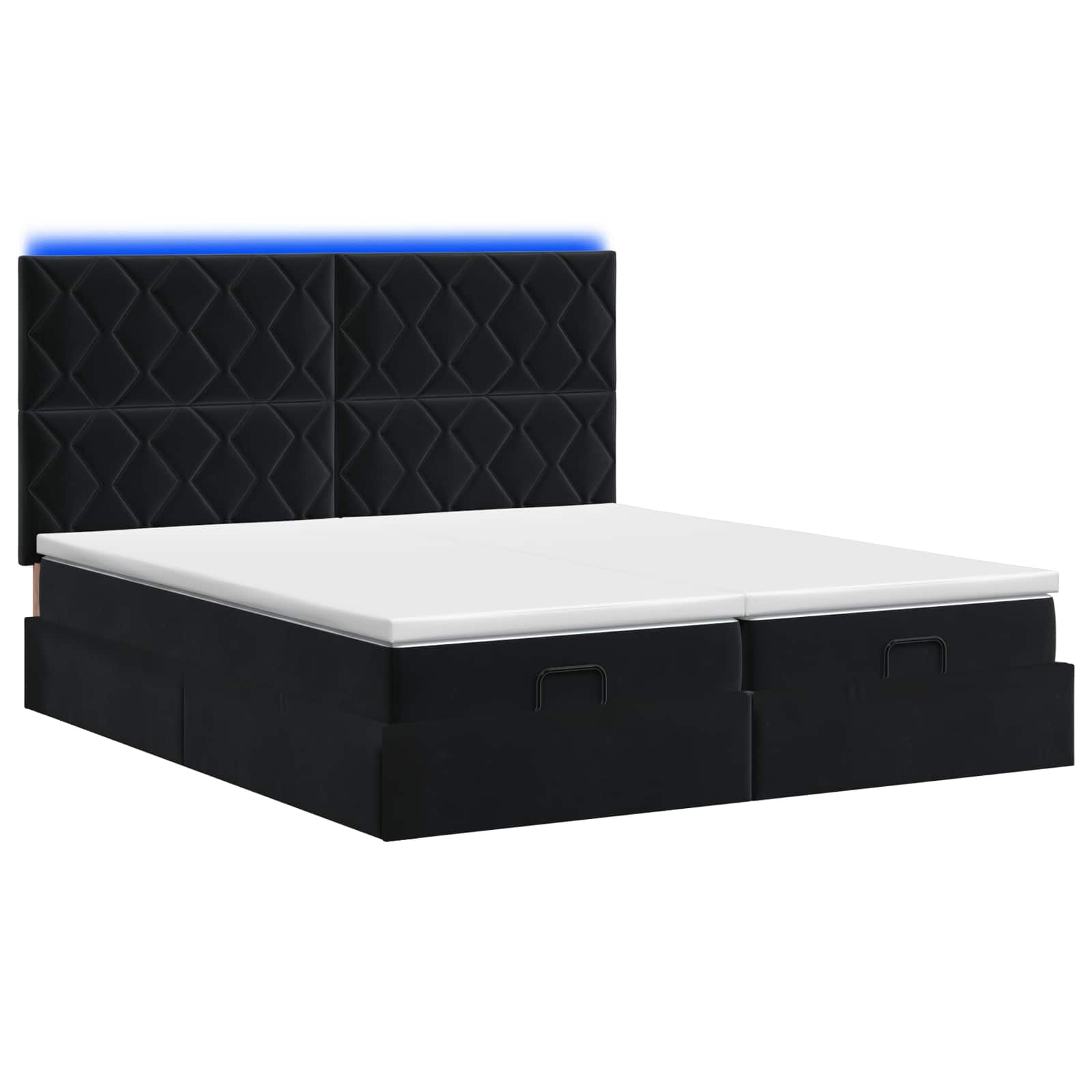 Krevet od pjene s madracem i LED-om Crna 200 x 200 cm Baršun