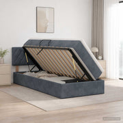 Krevet s od storage s uzglavljem Tamnosiva 100 x 200 cm Baršun