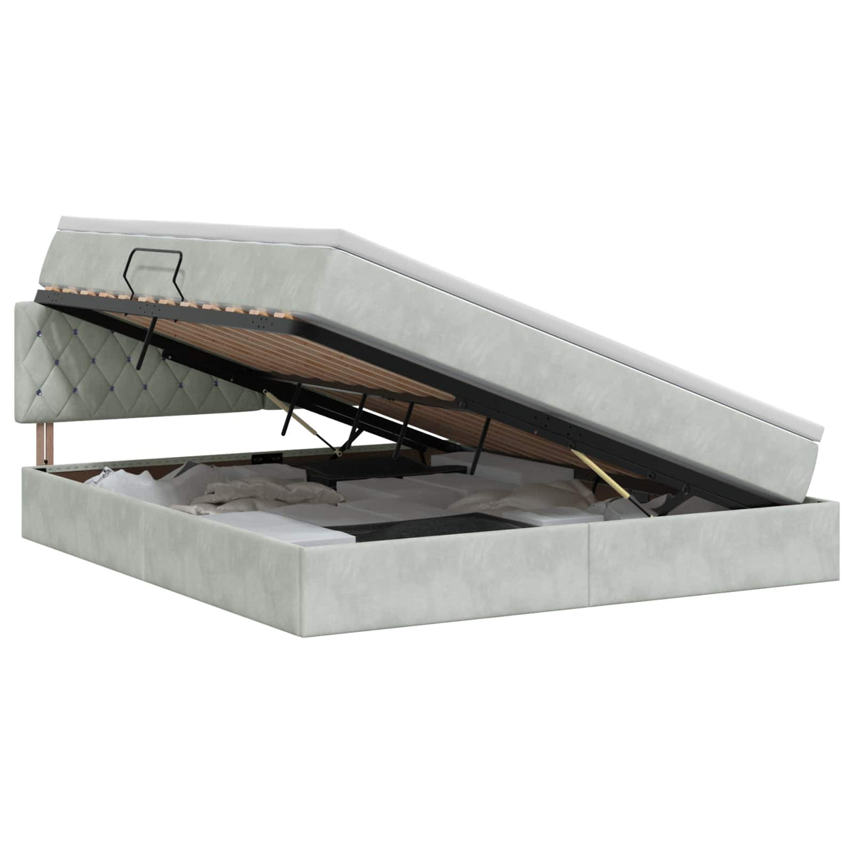 Krevet s od storage Svjetlosiva 140 x 190 cm Baršun