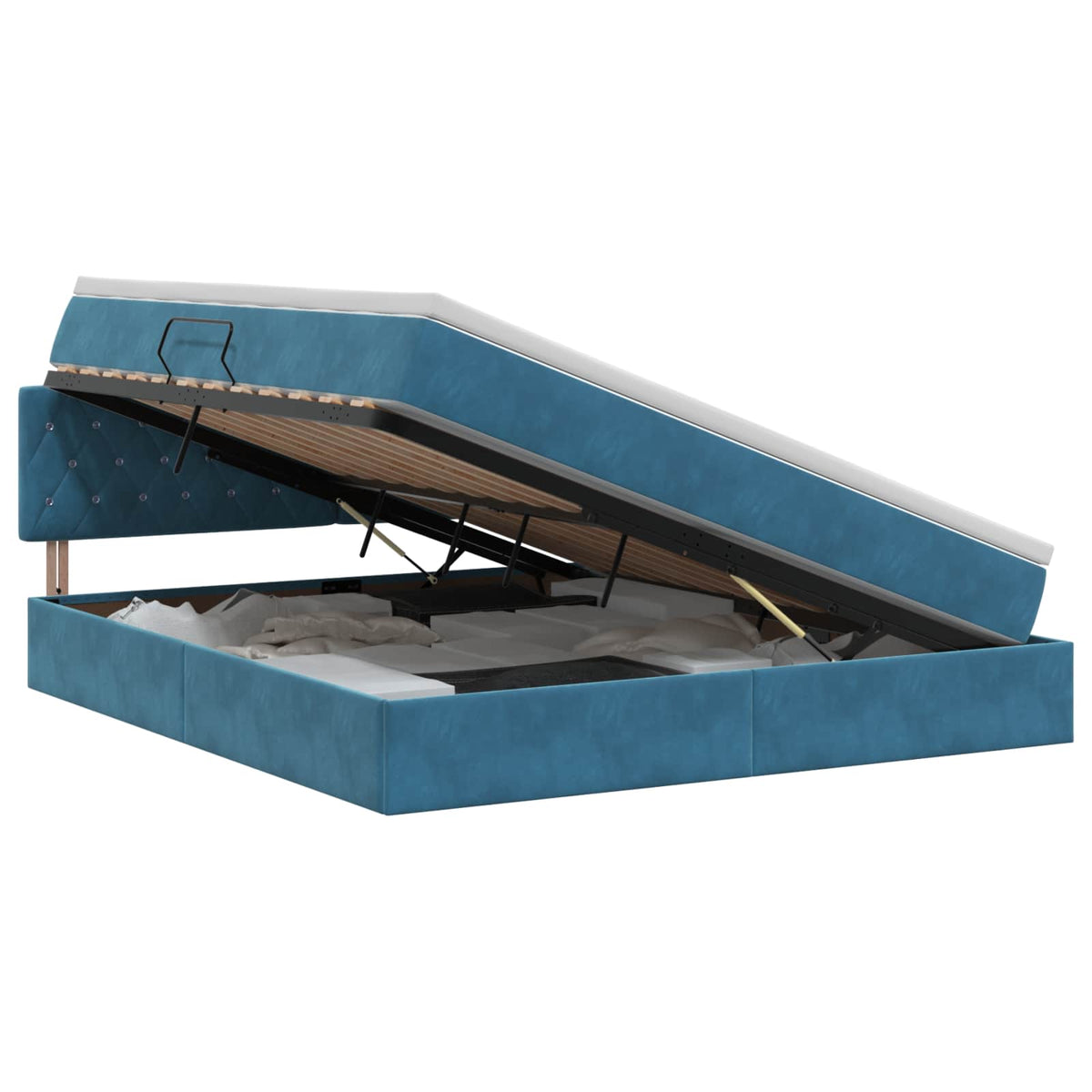 Krevet s od storage Tamno plava 140 x 200 cm Baršun