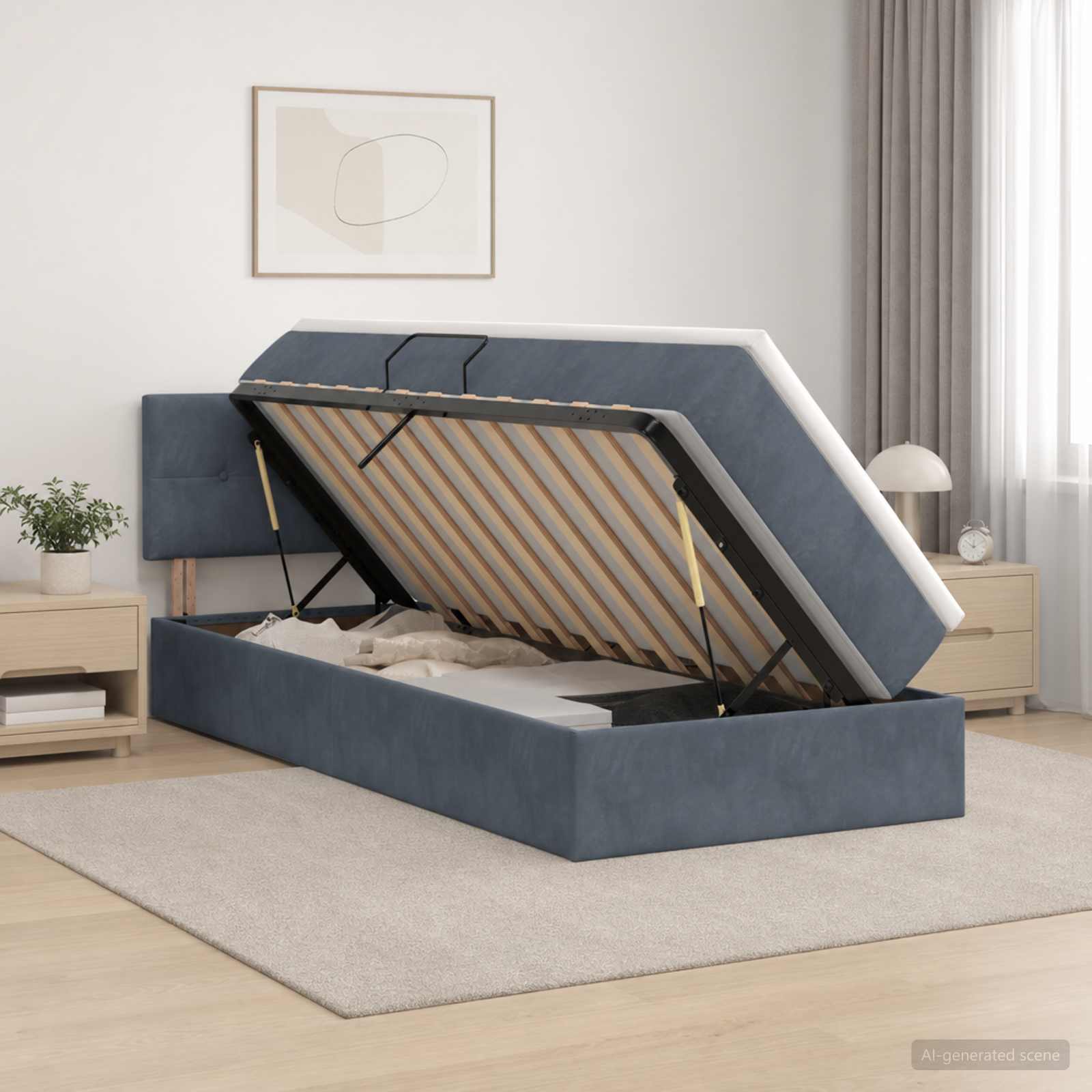 Krevet s od storage s uzglavljem Tamnosiva 90 x 190 cm Baršun