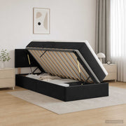 Krevet s od storage s uzglavljem Crna 90 x 200 cm Baršun