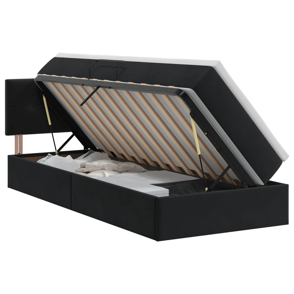 Krevet s od storage s uzglavljem Crna 90 x 200 cm Baršun