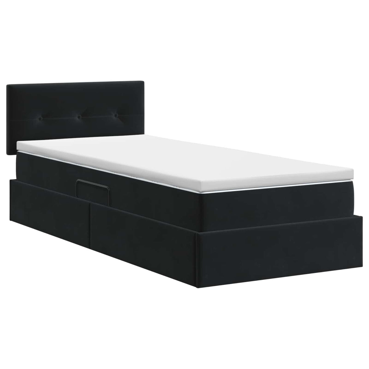 Krevet s od storage s uzglavljem Crna 90 x 200 cm Baršun