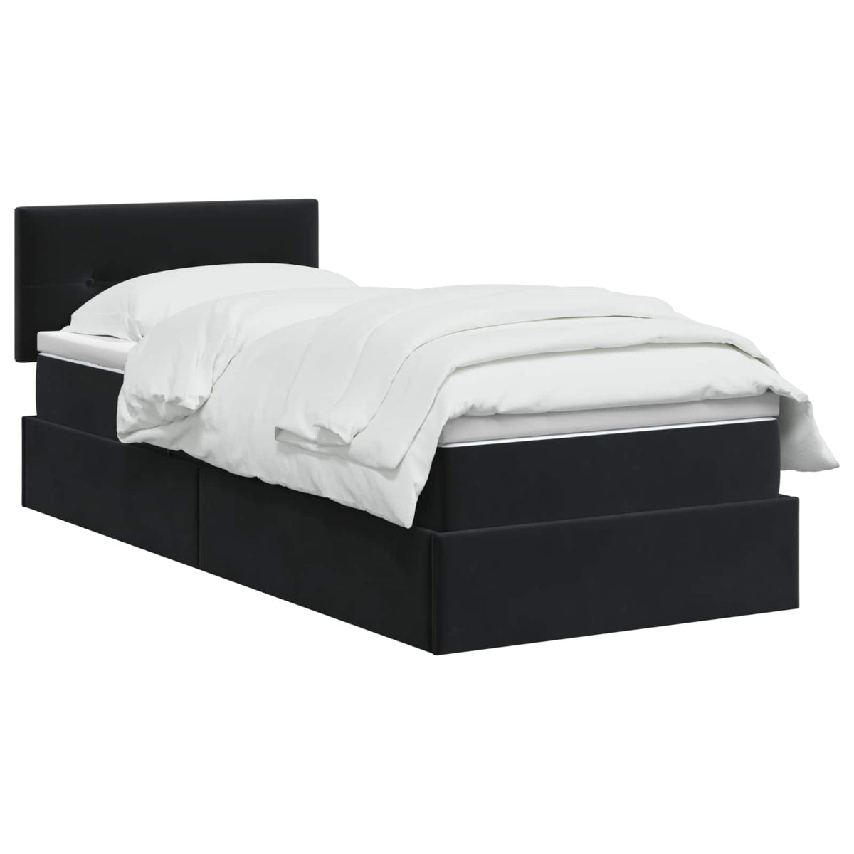Krevet s od storage s uzglavljem Crna 90 x 200 cm Baršun