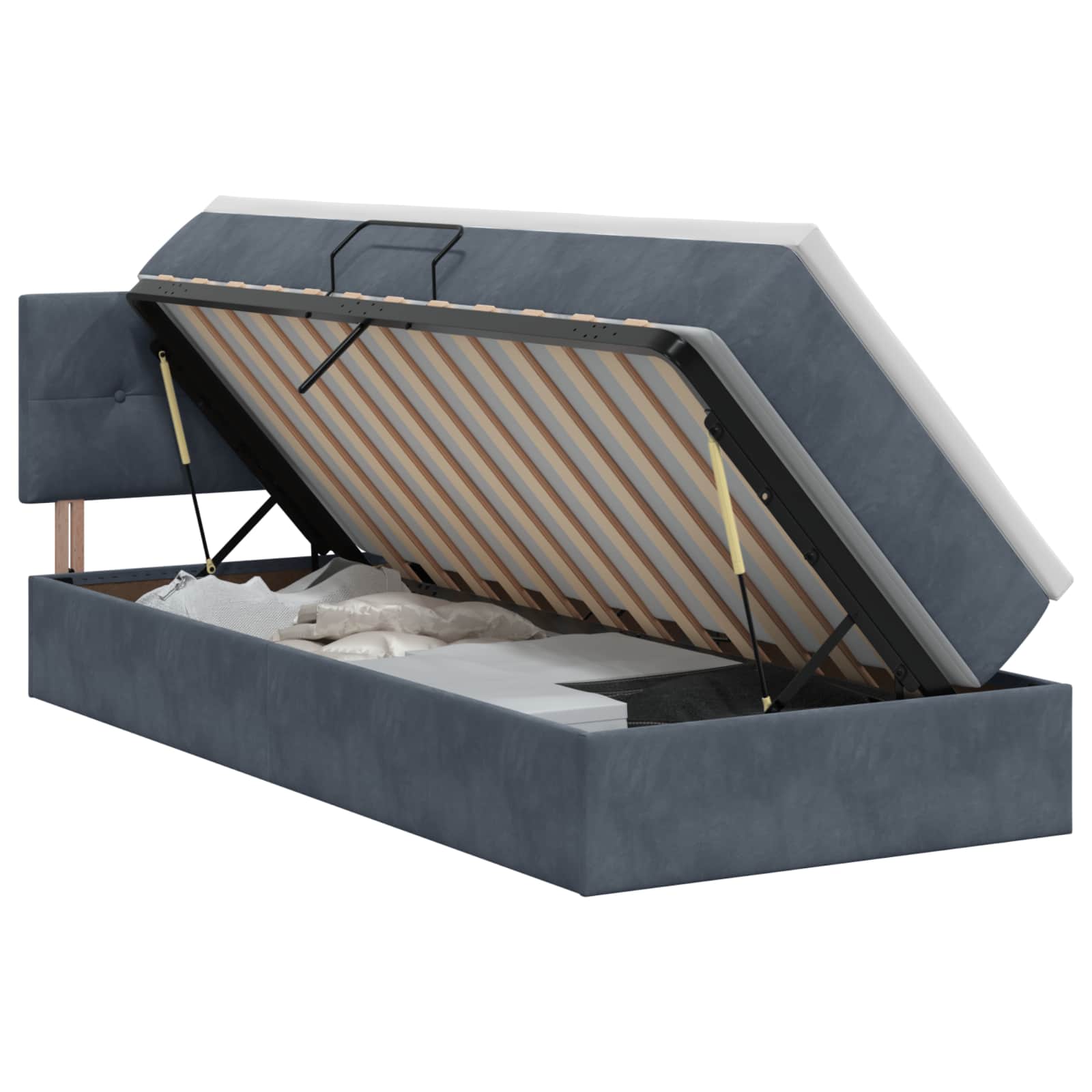 Krevet s od storage s uzglavljem Tamnosiva 100 x 200 cm Baršun