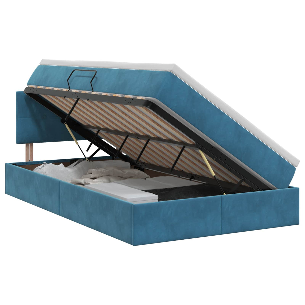 Krevet s od storage Tamno plava 120 x 200 cm Baršun