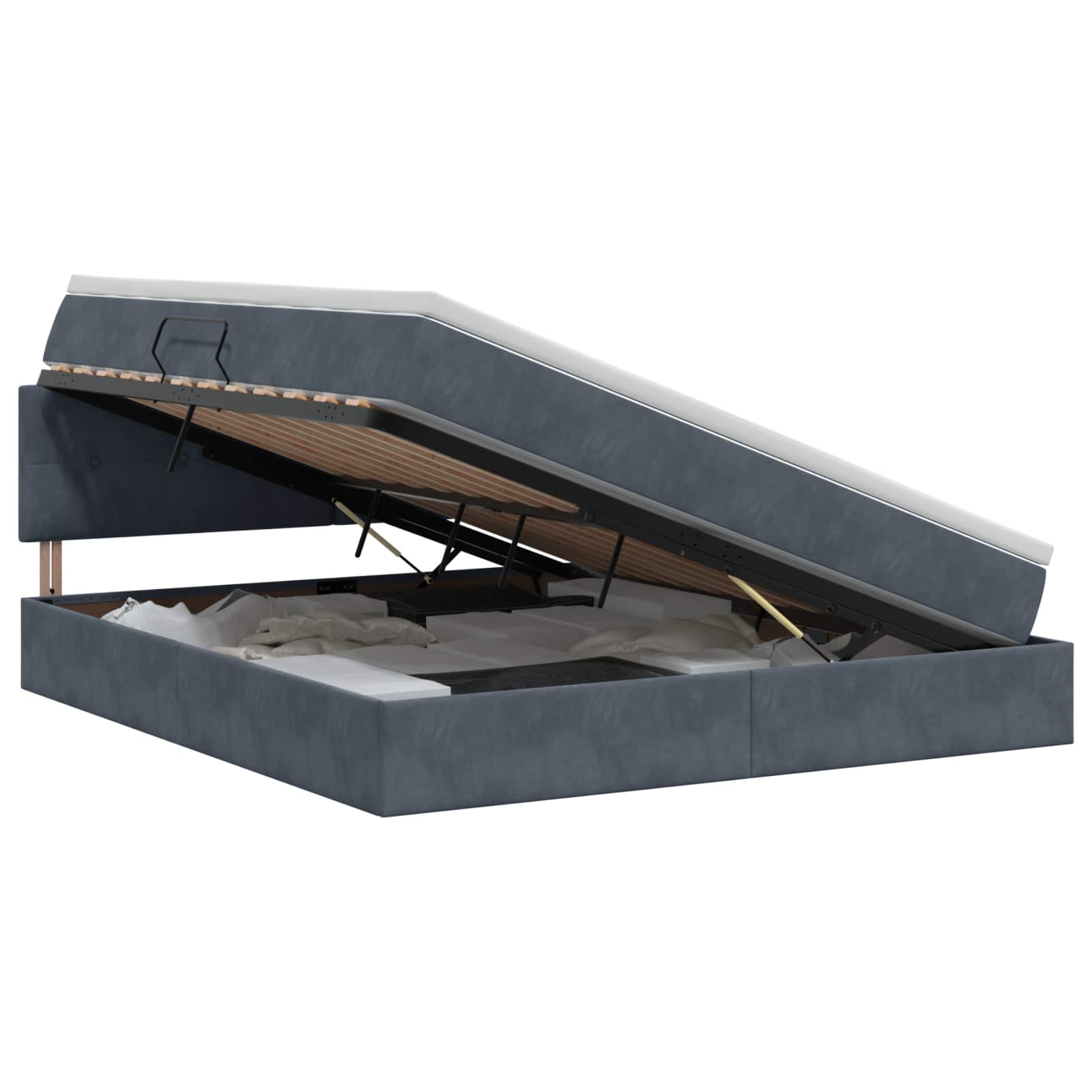 Krevet s od storage s uzglavljem Tamnosiva 140 x 200 cm Baršun