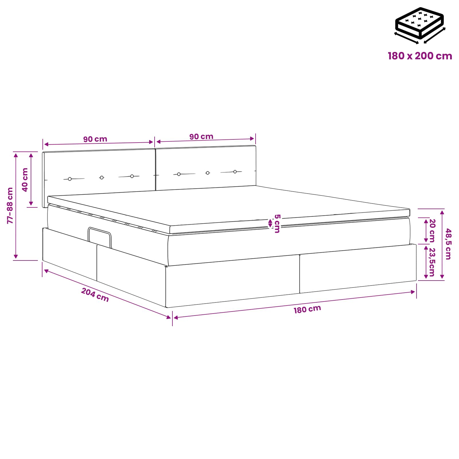 Krevet s od storage Tamno plava 180 x 200 cm Baršun
