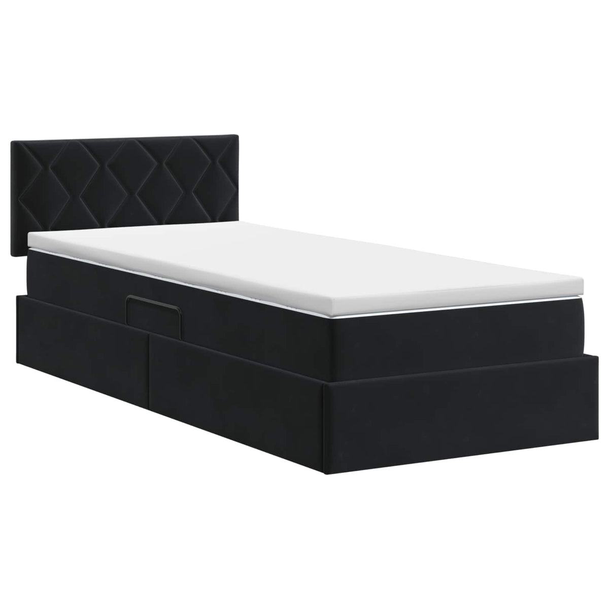 Krevet s od storage s uzglavljem Crna 90 x 200 cm Baršun