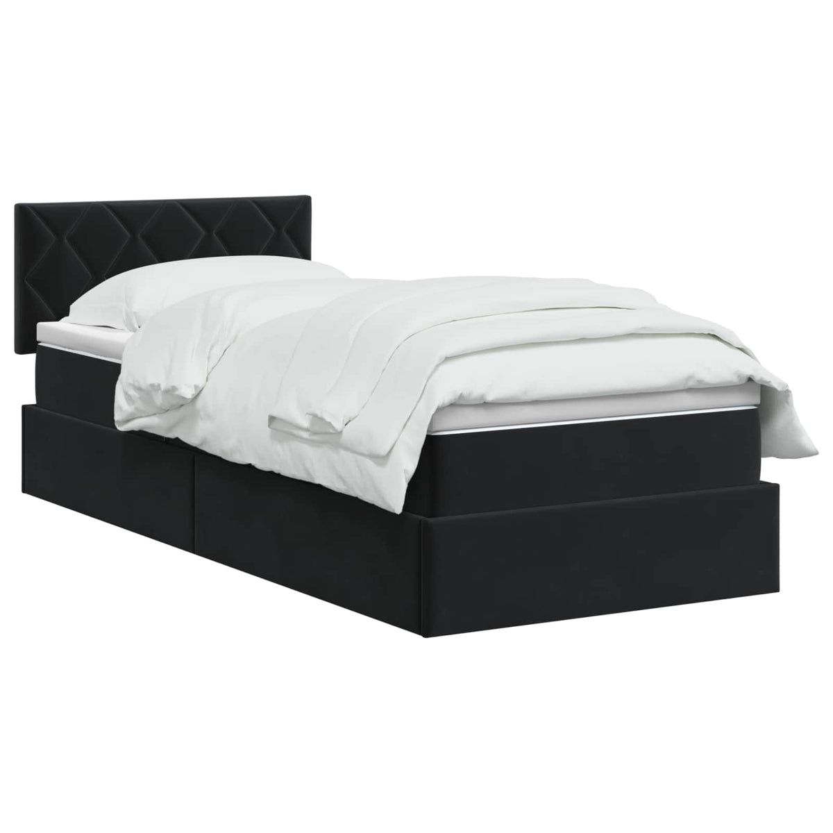 Krevet s od storage s uzglavljem Crna 90 x 200 cm Baršun